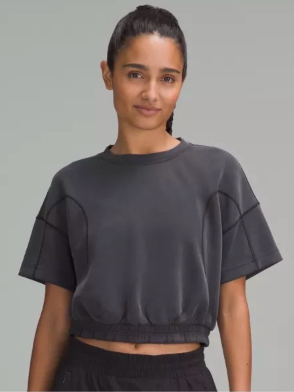 Lululemon Softstream Cropped Black Short Sleeve Top